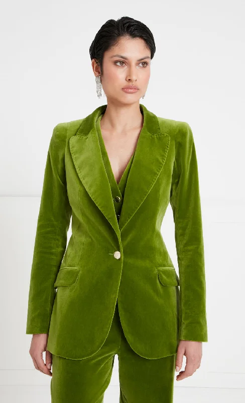 spacious puffer jackets -Clove Velvet Jacket - Chartreuse