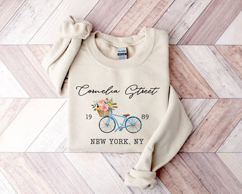 bloom graphic sweatshirts -Cornelia Street New York Sweatshirt Bike Floral  Sweater