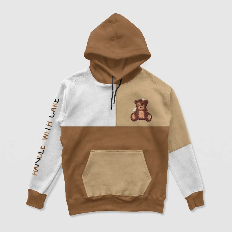 bold design hoodies -Handle With Care Chocolate Color Block Hoodie