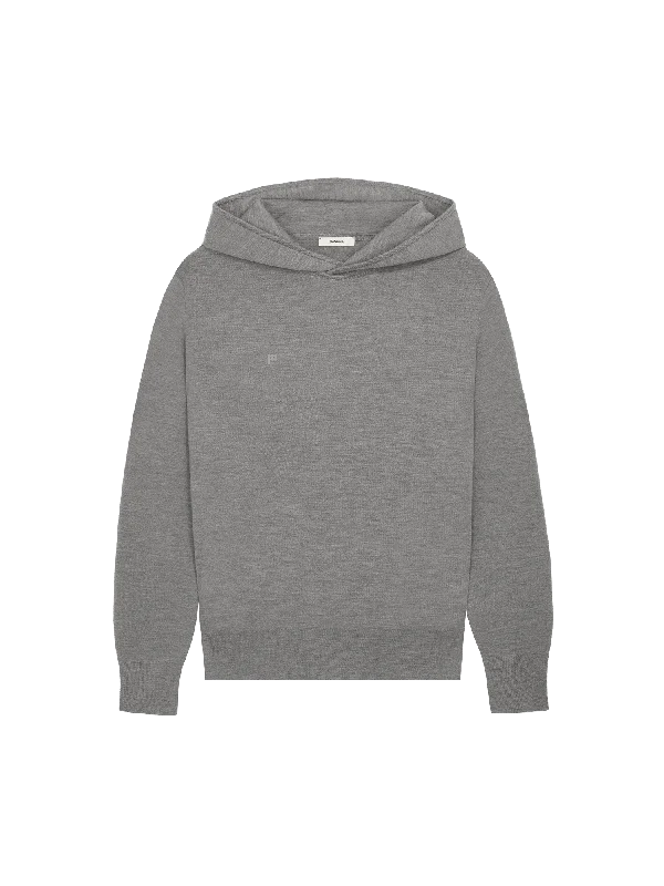 thick vibe hoodies -Mens Regenerative Merino Wool Hoodie—grey marl