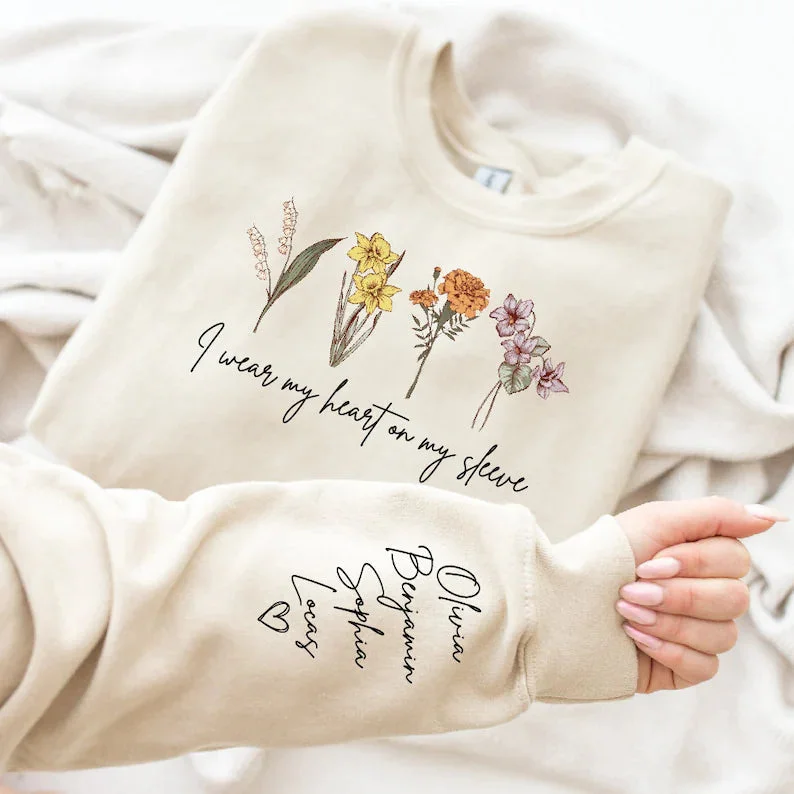 flashy graphic sweatshirts -I Wear My Heart On My Sleeve Sweatshirt