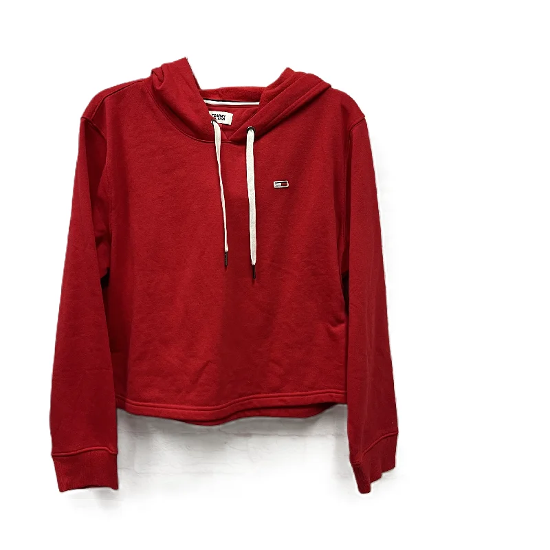 ombre geometric sweatshirts -Athletic Sweatshirt Hoodie By Tommy Hilfiger In Red, Size: L