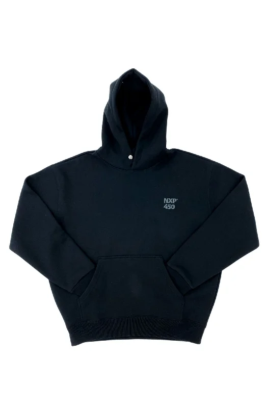 unity art hoodies -Core Line Heavy Box Fit Hooded Sweater Jet Black