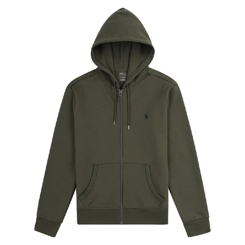 retro geometric hoodies -Double-Knit Full Zip Tech Hoodie | Company Olive