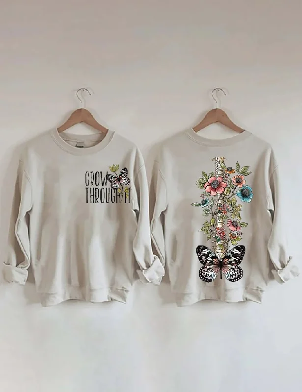 nurse wit sweatshirts -Grow Through It Butterfly Sweatshirt