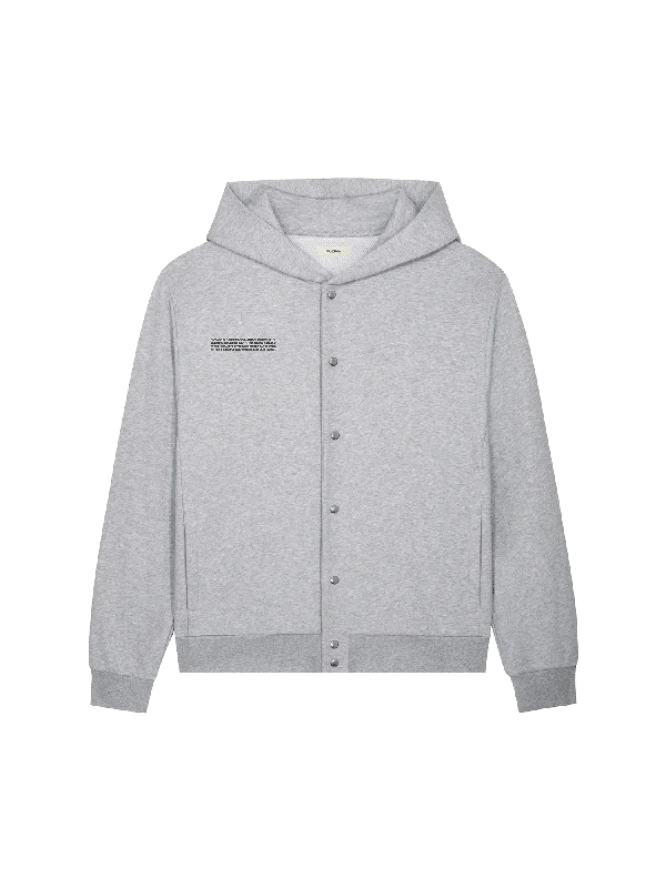 kin vibe hoodies -Mens 365 Midweight Snap Button Hoodie—grey marl