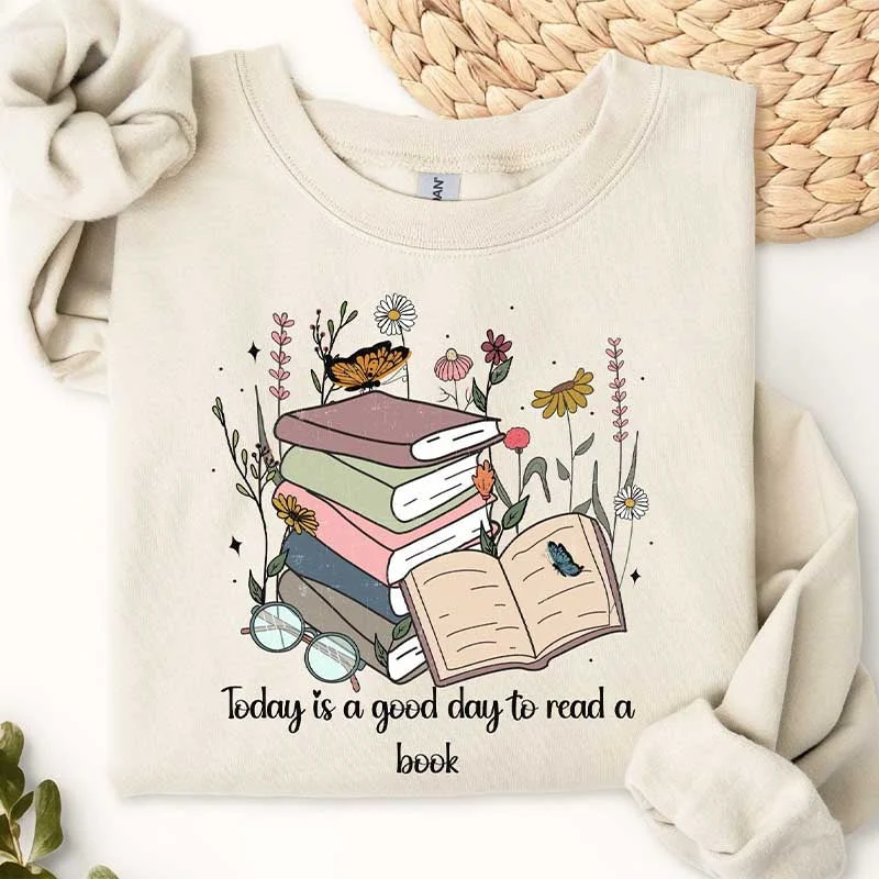 modern sweatshirts abstract -Retro Funny Book Reading Sweatshirt