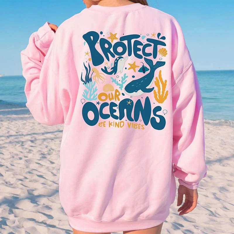 checkered sweatshirts women -Protect Our Oceans Save The Shark Sweatshirt