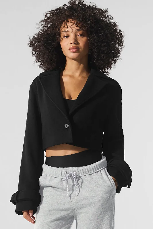 throwback jackets retro -Wool Cropped Metro Trench - Black