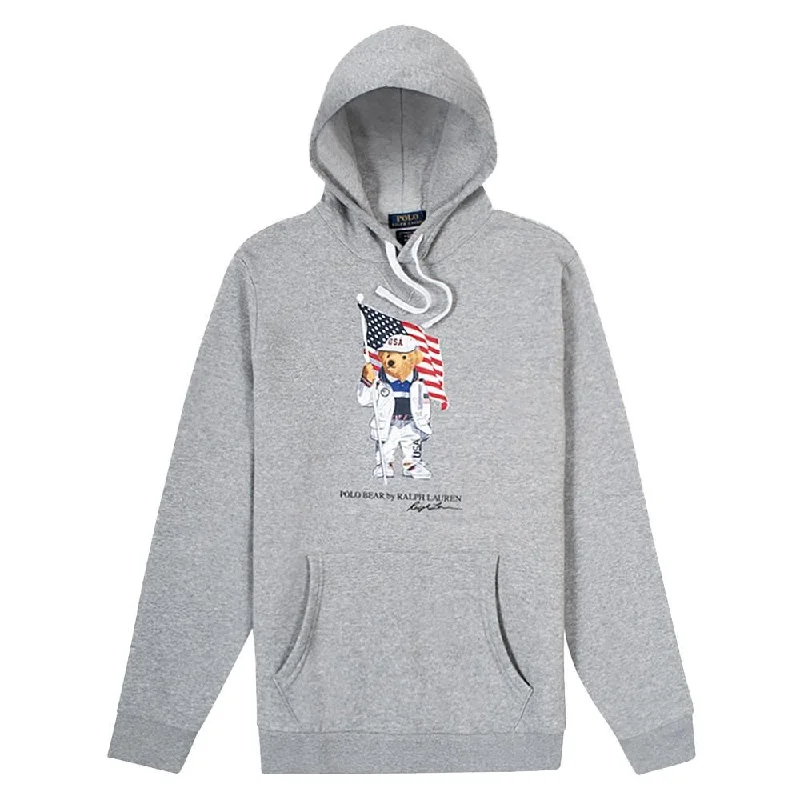 hula geometric hoodies -Team USA Polo Bear Hoodie | Grey