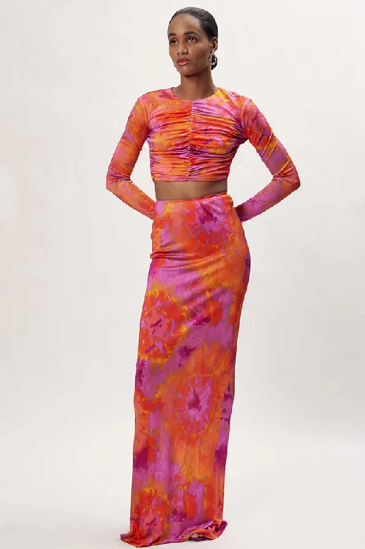 sharp cut skirts -sharp cut skirts -Ronny Kobo - Larissa Skirt - Tie Dye Pink *FINAL SALE