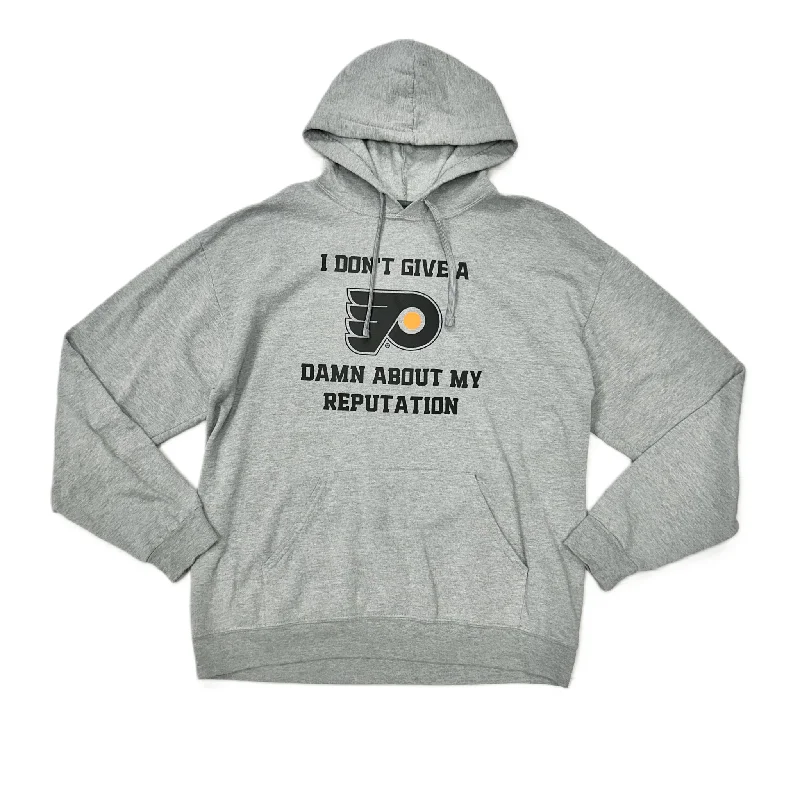 blush art sweatshirts -Athletic Sweatshirt Hoodie By Athletic Works In Grey & Orange, Size: L