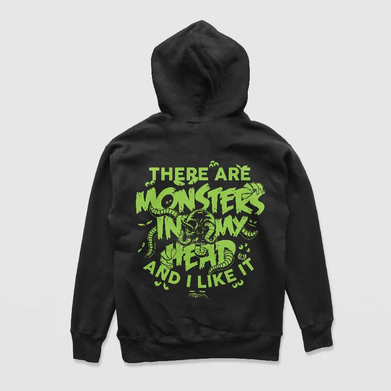 sketch pattern hoodies -Monsters In My Head Hoodie