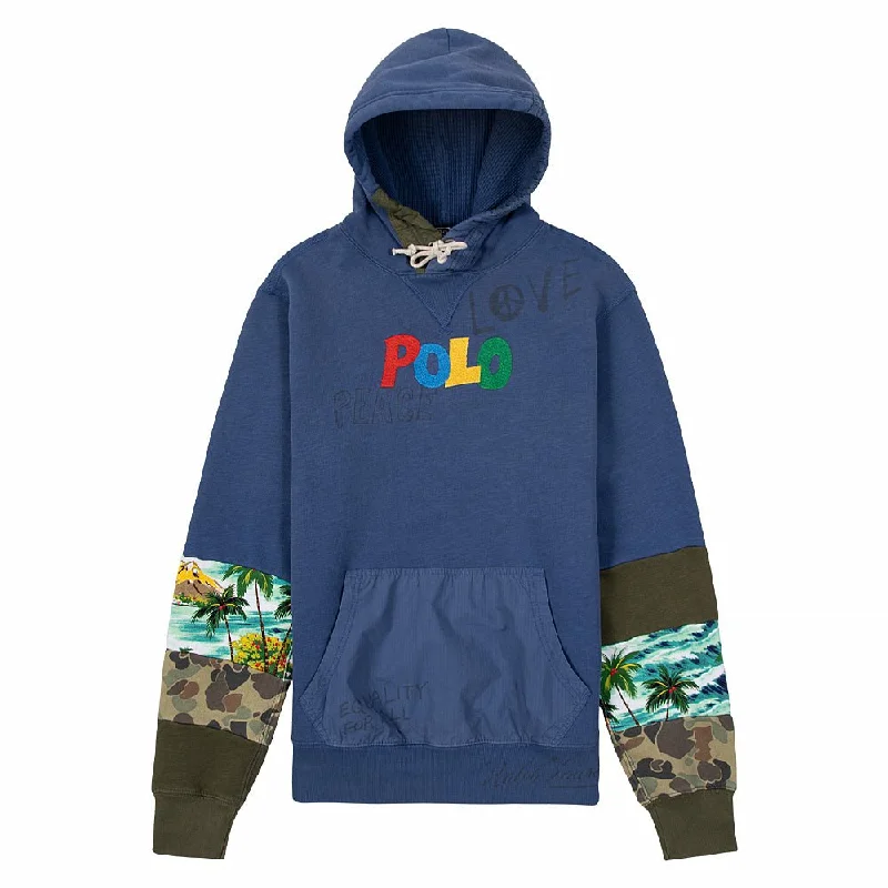 orbit print hoodies -Patchwork Fleece Hoodie | Royal Multi