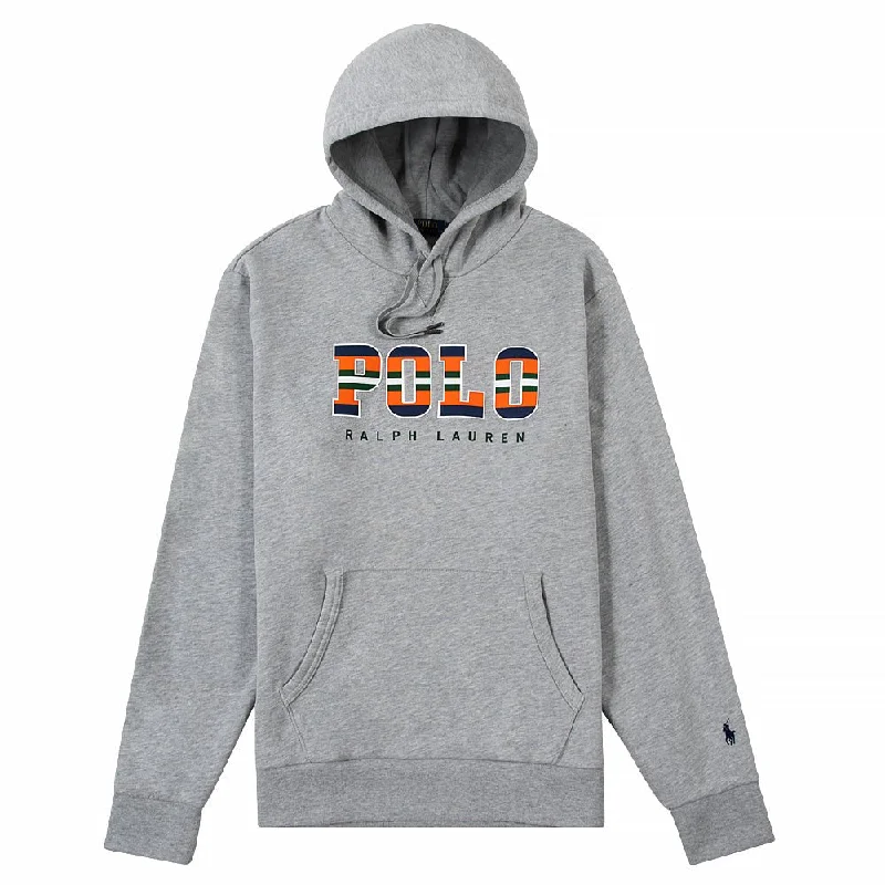 rugged stripe hoodies -Striped Logo Hoodie | Grey