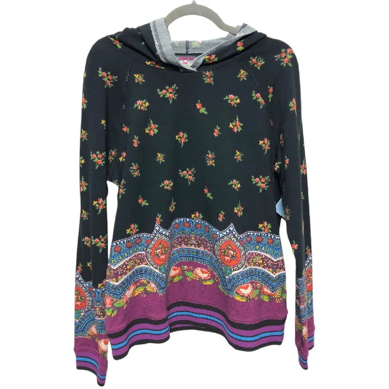 plush pattern sweatshirts -Sweatshirt Hoodie By Johnny Was In Black & Purple, Size: S