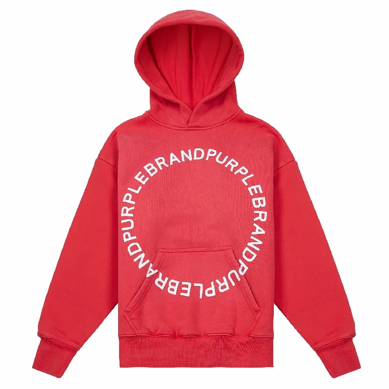 brainy slogan hoodies -Circle Wordmark Hoodie | Red