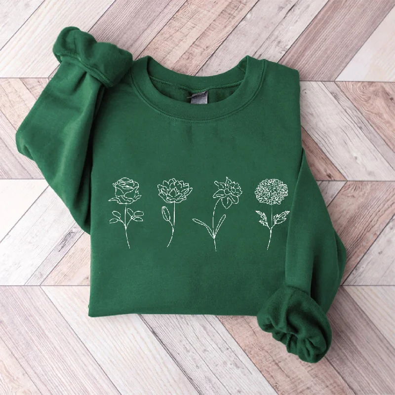 island floral sweatshirts -Birth Month Flower Sweatshirt