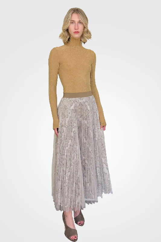 cool plaid skirts -cool plaid skirts -Pleated Maxi Skirt - Snake Taupe