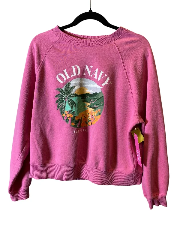 wave print sweatshirts -Sweatshirt Crewneck By Old Navy In Pink, Size: M