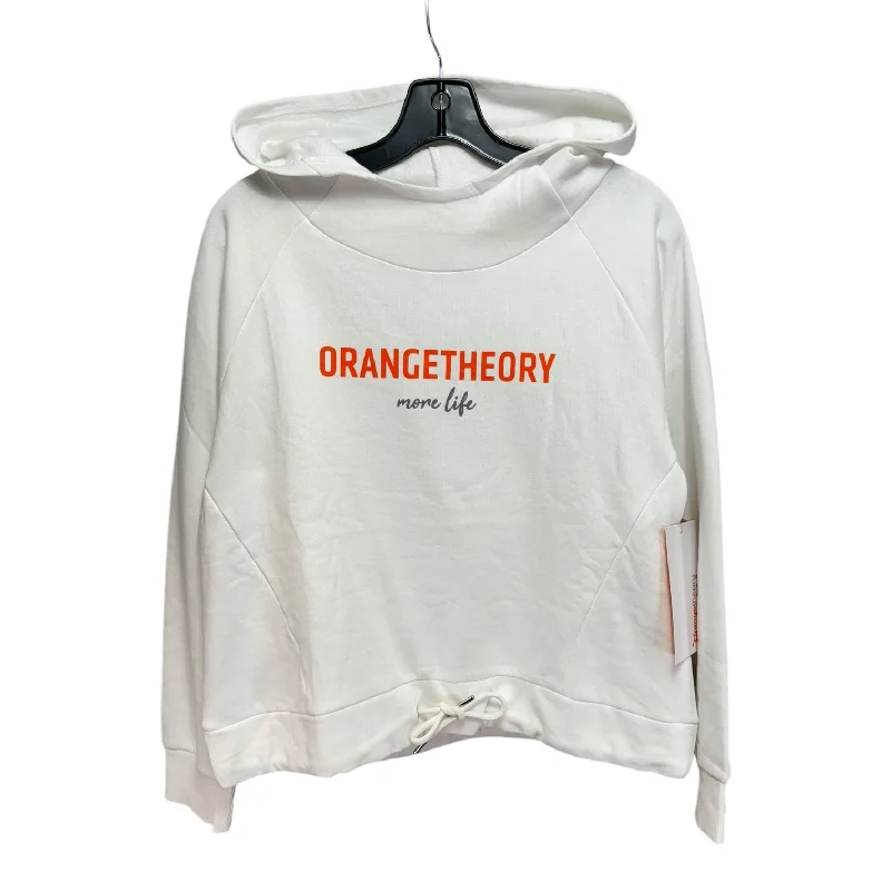 wave graphic sweatshirts -Athletic Sweatshirt Hoodie By Orange Theory In White, Size: M