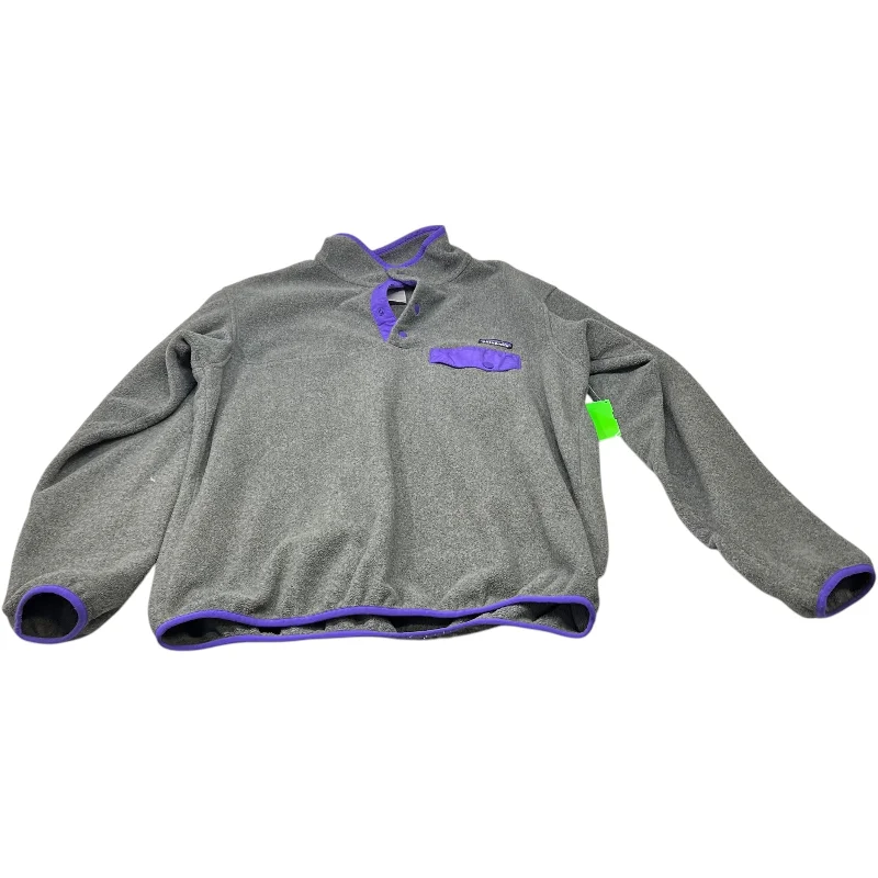 arcade vibe sweatshirts -Sweatshirt Collar By Patagonia In Grey & Purple, Size: L