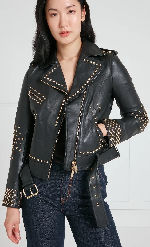 short tactical jackets -Samara Studded Jacket - Black