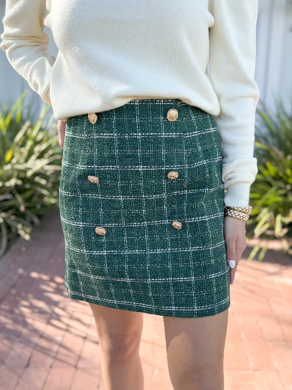 office fast skirts -office fast skirts -The Wyatt Tweed Short Skirt-Green