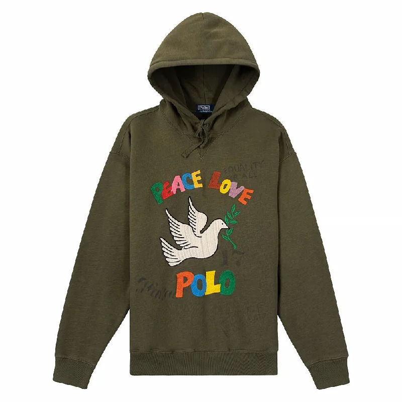 rugged floral hoodies -Peace & Love Hoodie | Dark Sage