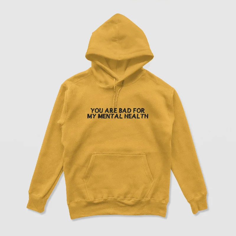 neat pattern hoodies -Bad For My Mental Health Hoodie (Mustard)