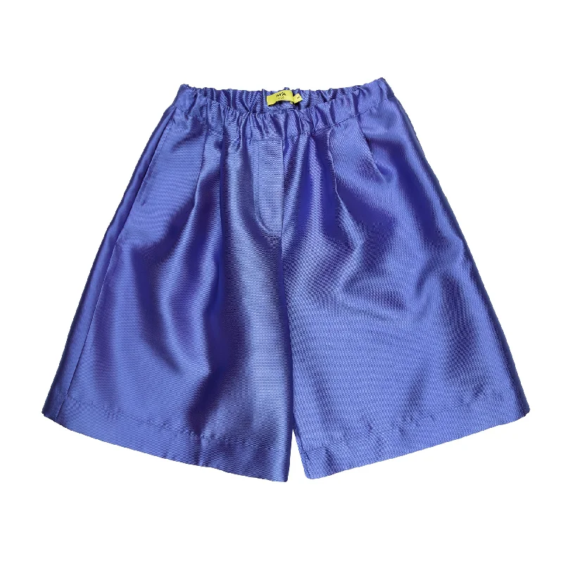 cut sharp shorts -cut sharp shorts -BLUE MIKADO LOOSE BERMUDA SHORTS