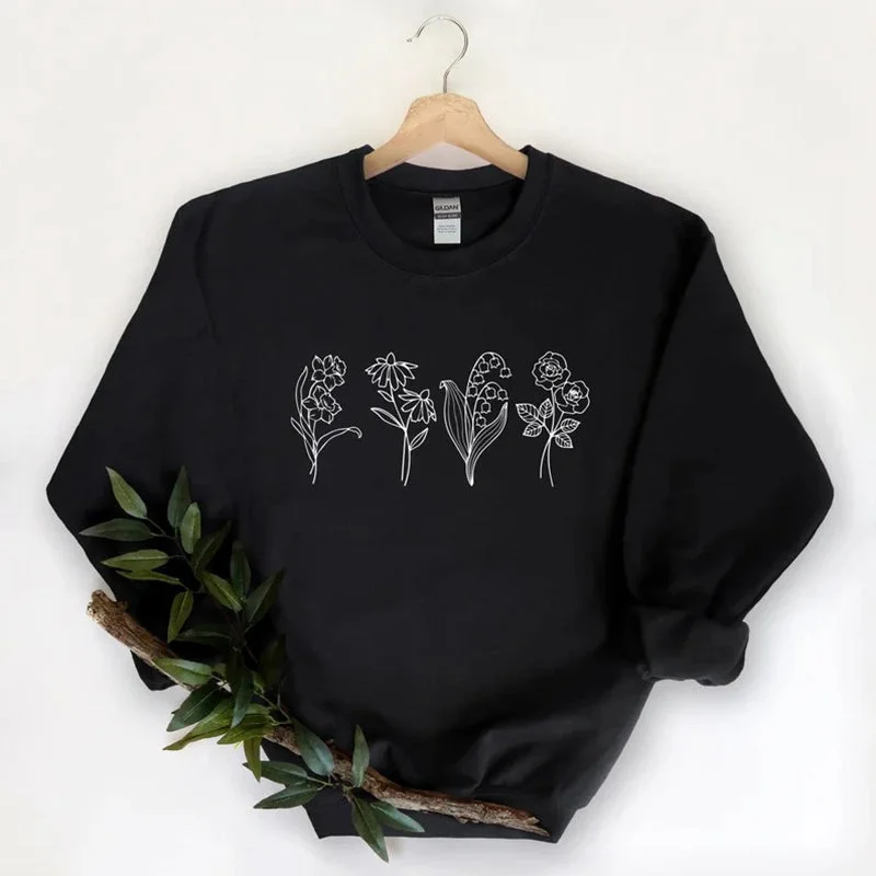 science nerd sweatshirts -Flowers Crewneck, Birth Month Flower Sweatshirt