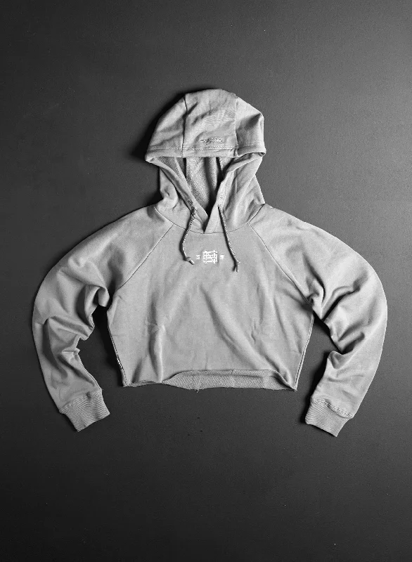 gritty hoodies streetwear -EMB CROP HOODIE - GREY