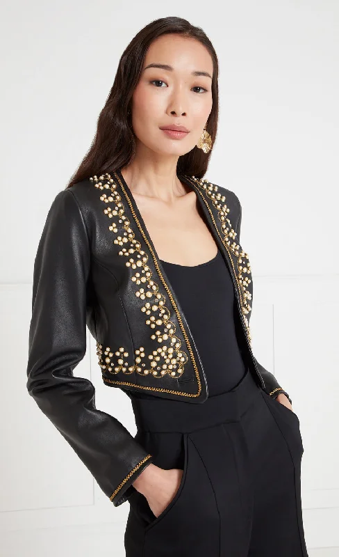 chic jackets for women -Salerno Cropped Jacket - Black