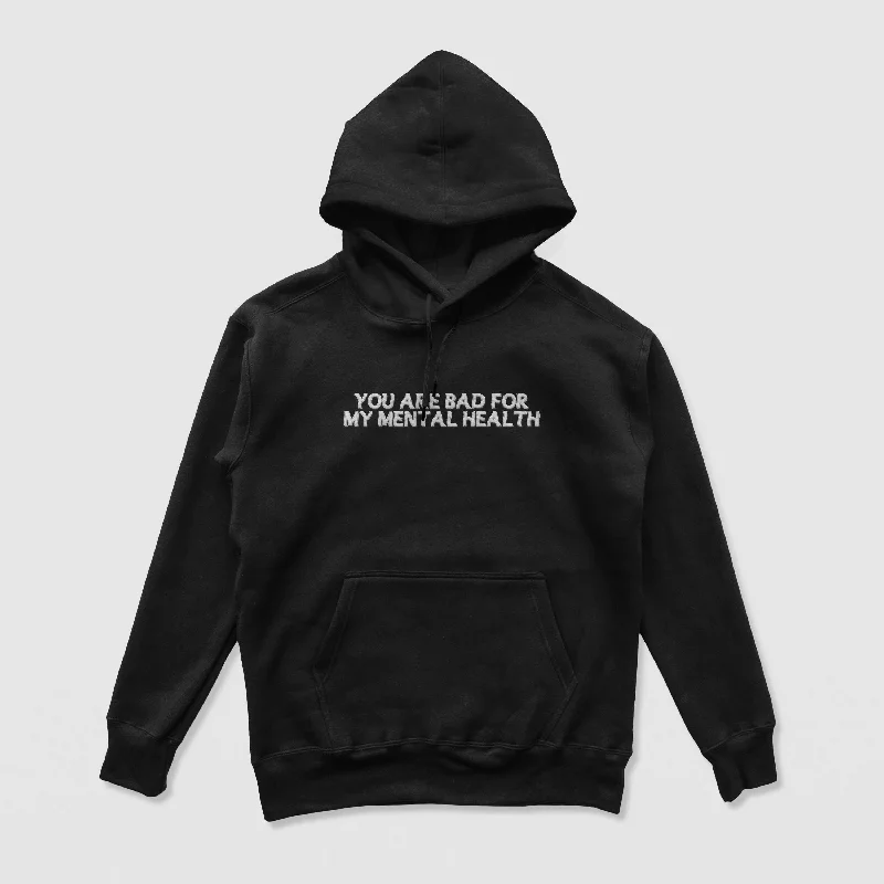 hula pattern hoodies -Bad For My Mental Health Hoodie (Black)