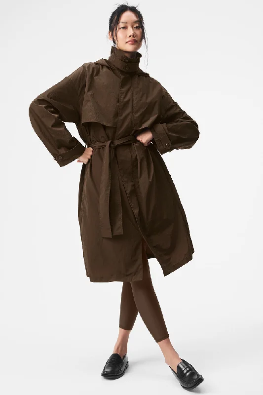 retro jackets 70s vibe -Crinkle On The Move Trench - Espresso