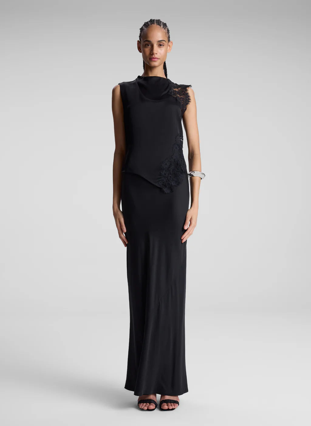 modern slim skirts -modern slim skirts -Greta Satin Maxi Skirt -  Black