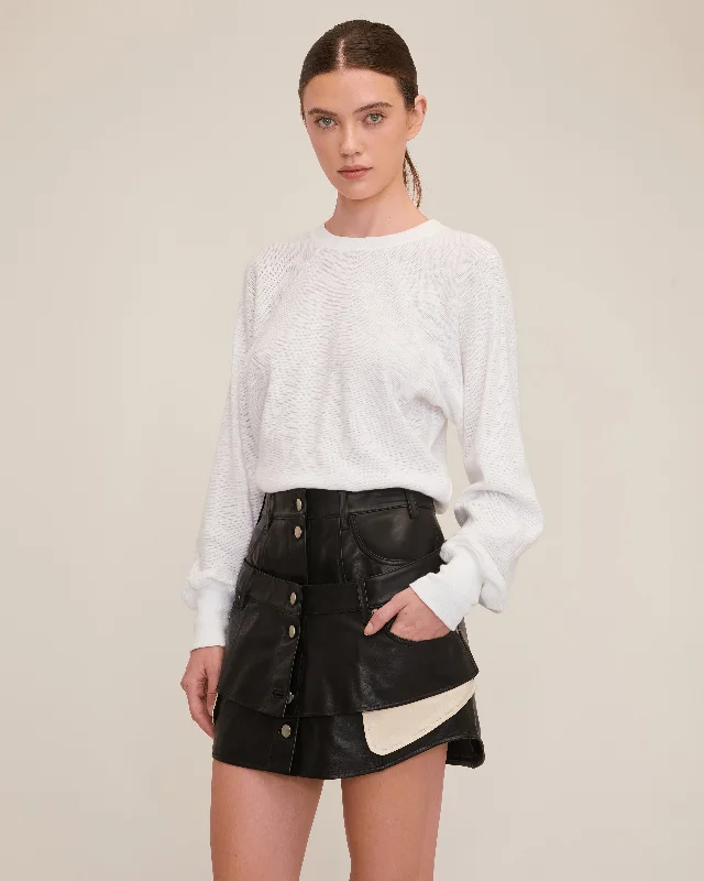 cozy knit skirts -cozy knit skirts -Nori Leather Layered Waist Mini Skirt