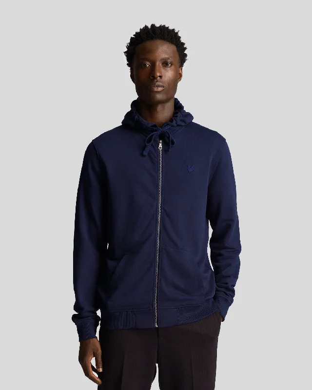 sweat style hoodies -Tonal Eagle Zip Through Hoodie