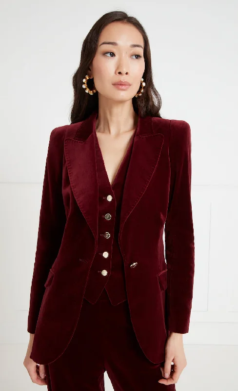 fuzzy leather jackets -Clove Velvet Jacket - Fig