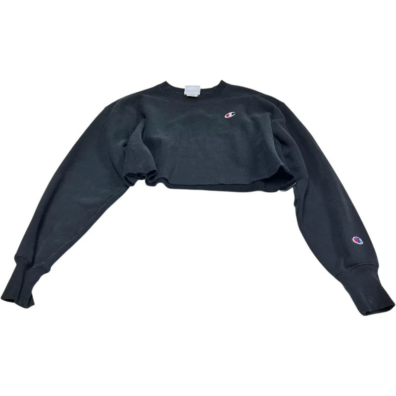 tech pattern sweatshirts -Athletic Sweatshirt Crewneck By Champion In Black, Size: M