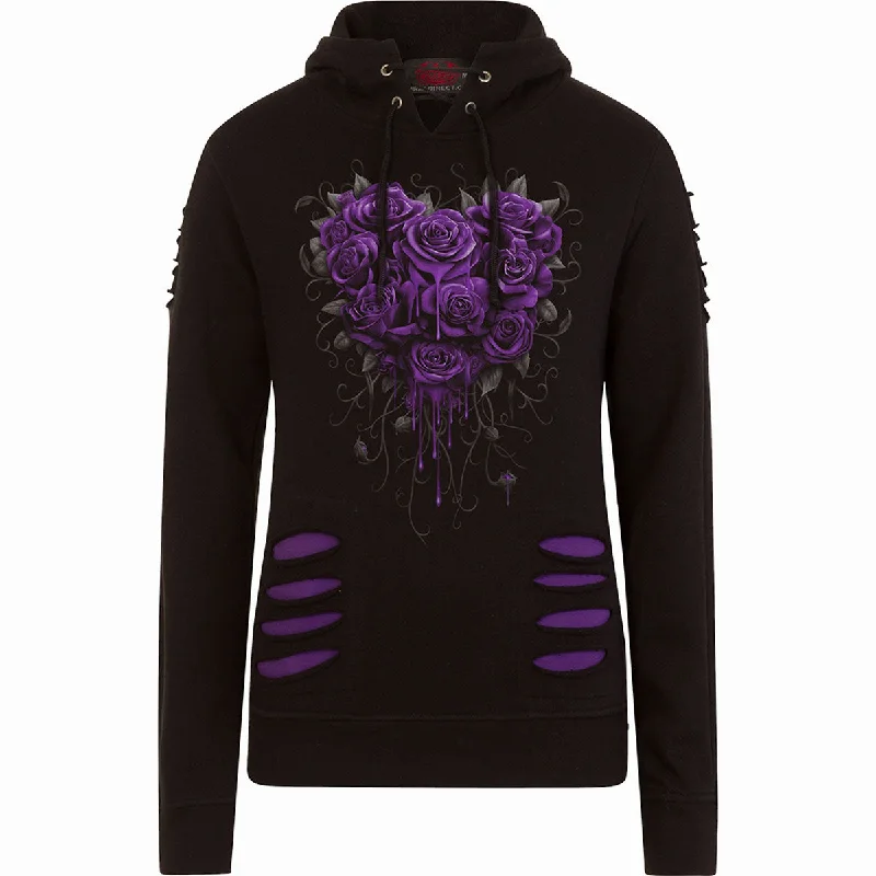 starry hoodies space -BLEEDING HEART - Large Hood Ripped Hoody Purple-Black