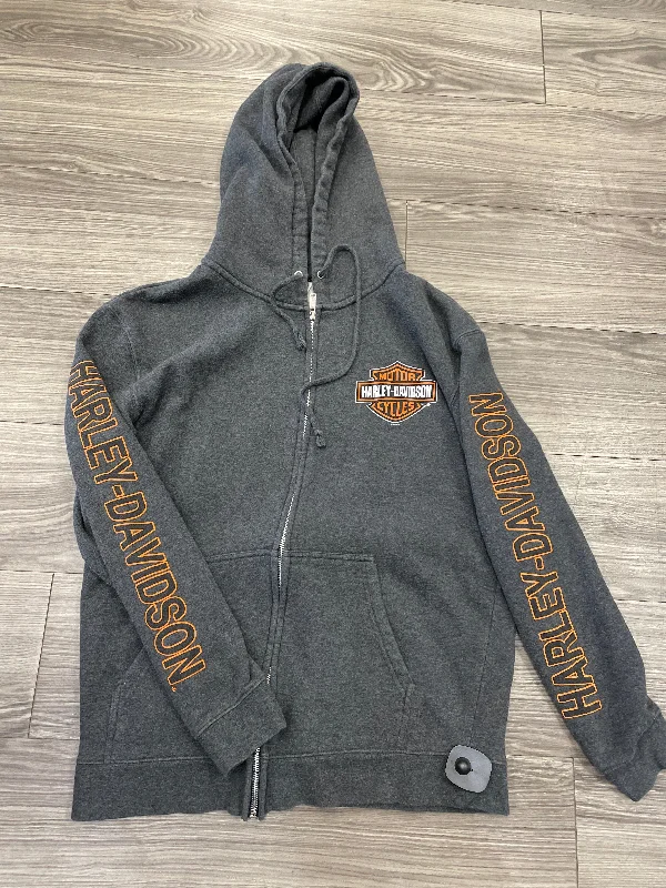 ombre pattern sweatshirts -Sweatshirt Hoodie By Harley Davidson In Grey, Size: M