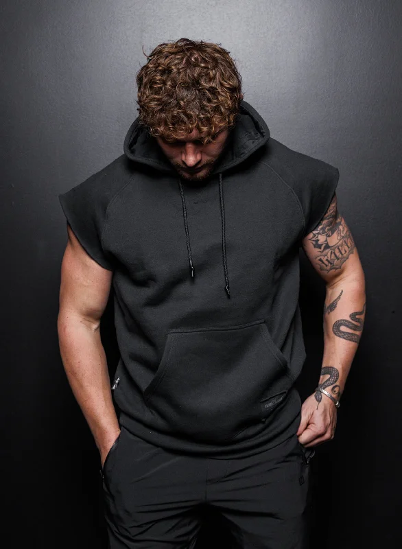 party hoodies glow -ESSENTIAL SLEEVELESS SWEATSHIRT - BLACK