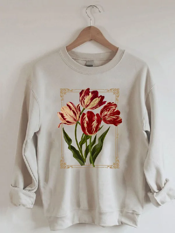 luau sweatshirts tropical -Flowers Botanical Sweatshirt