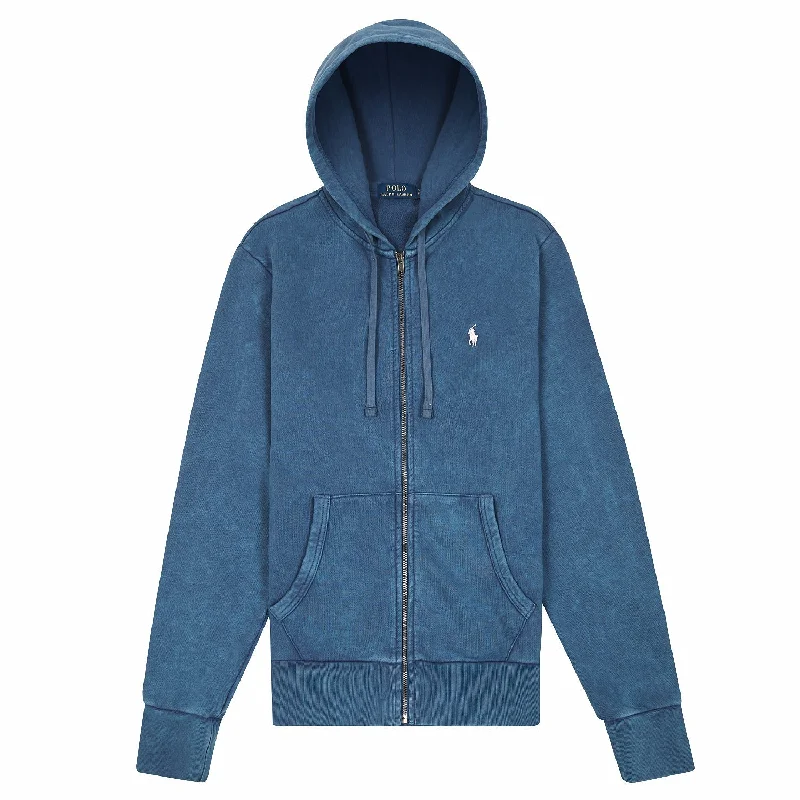 brainy vibe hoodies -Loopback Zip-Down Hoodie | Light Navy