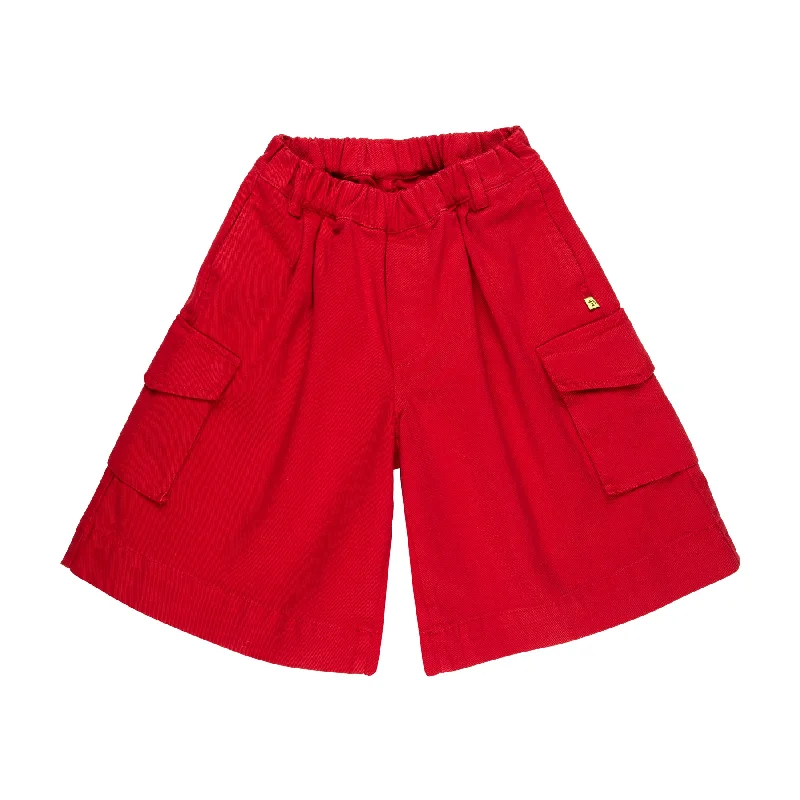 eco premium shorts -eco premium shorts -RED DRILL OVERSIZED CARGO SHORTS