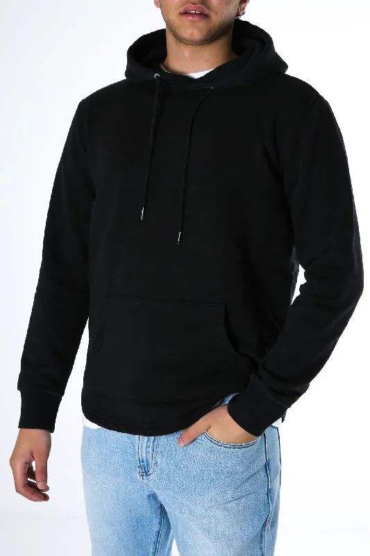 kin art hoodies -Curved Hem Hoody Washed Black