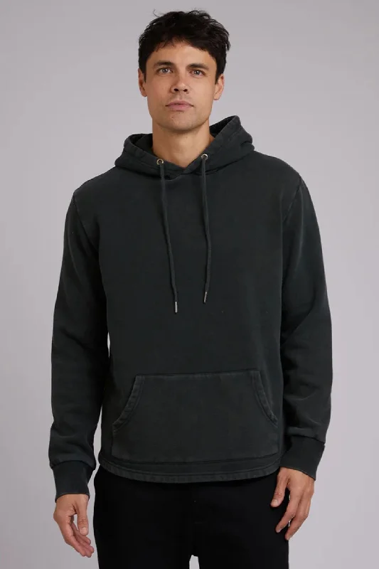 neat pattern hoodies -Curved Hem Hoody Dark Green