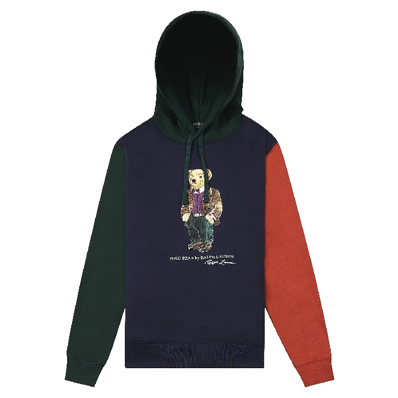 pixel print hoodies -Patched Tweed Bear Hoodie